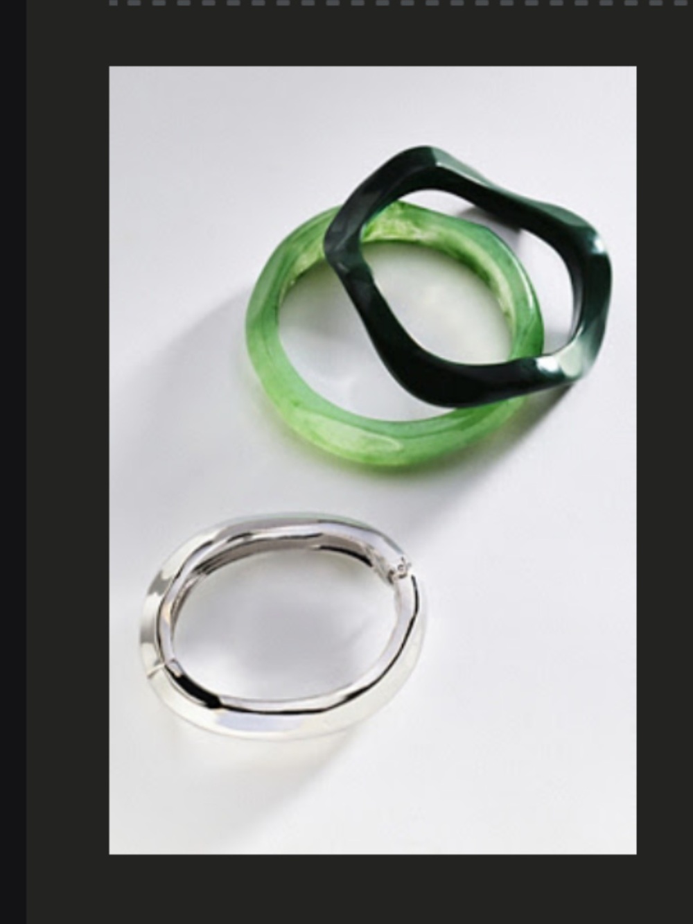 Anthropologie Bracelets - 3 piece green resin and silver tone NWT